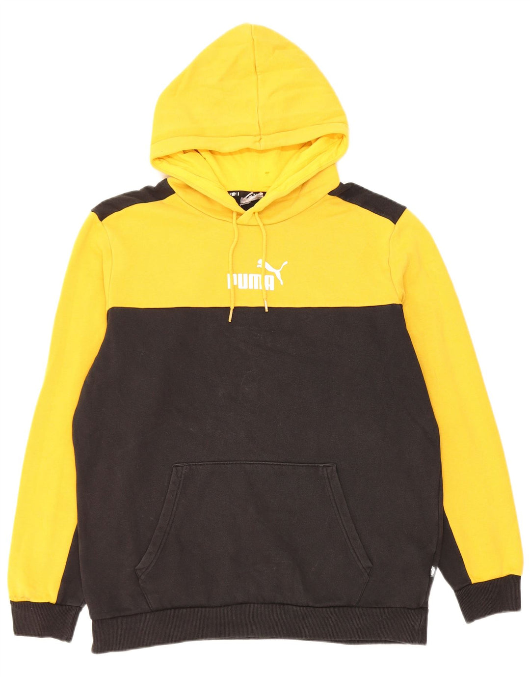 Puma Hombre Sudadera Con Capucha Jersey De Algodón Color Block Amarillo Medio