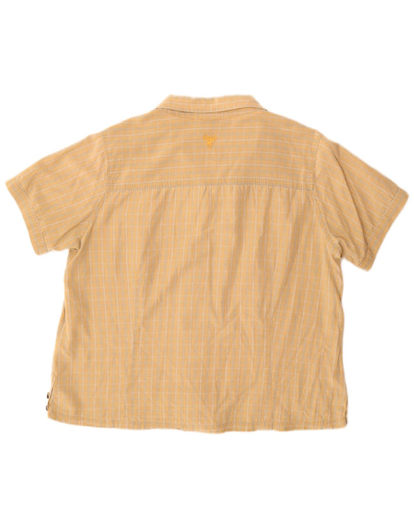 Jack Wolfskin Camisa de manga corta para mujer UK 20 2XL Beige Check Lyocell