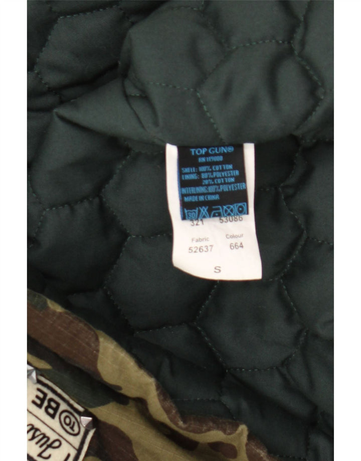 Vintage mujeres oversize gráfico abrigo Reino Unido 10 pequeño camuflaje caqui