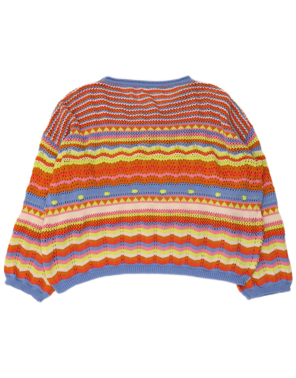 Vintage Womens Boat Neck Jumper Sweater UK 14 Medium Multicoloured Striped