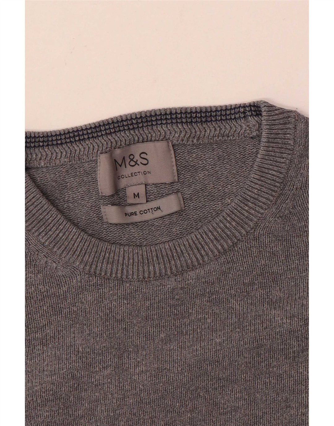 Marks & Spencer Jersey de cuello redondo para hombre de algodón gris medio