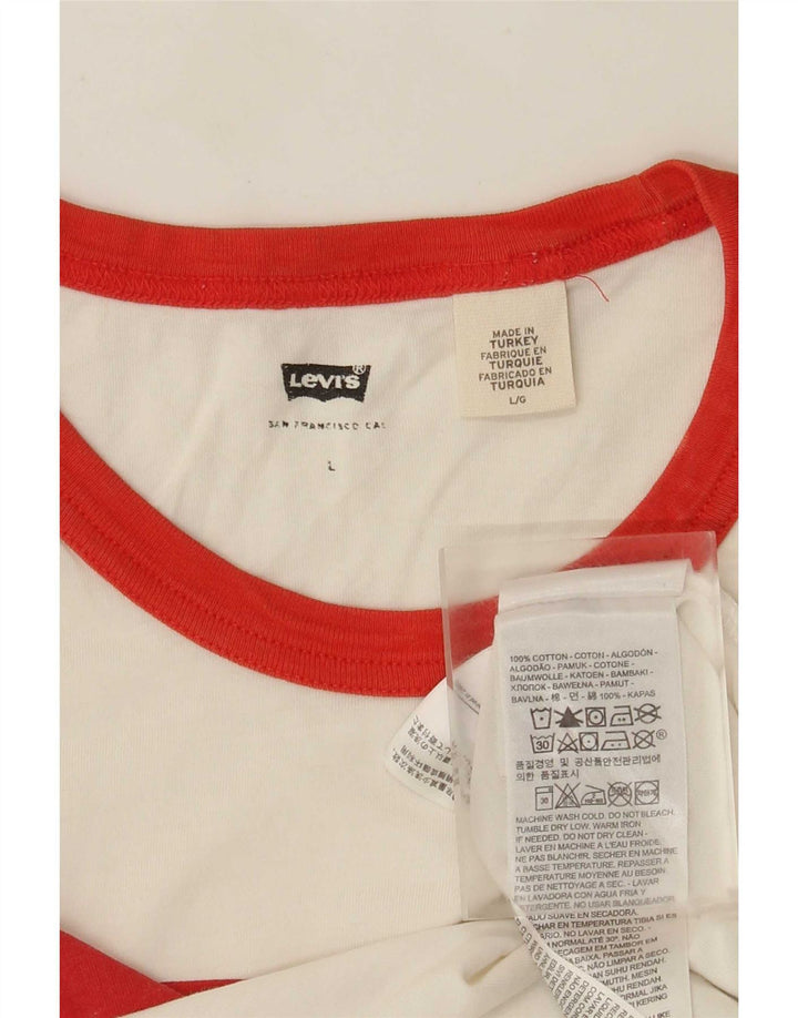 Levi's Camiseta gráfica para hombre Top grande de algodón blanco