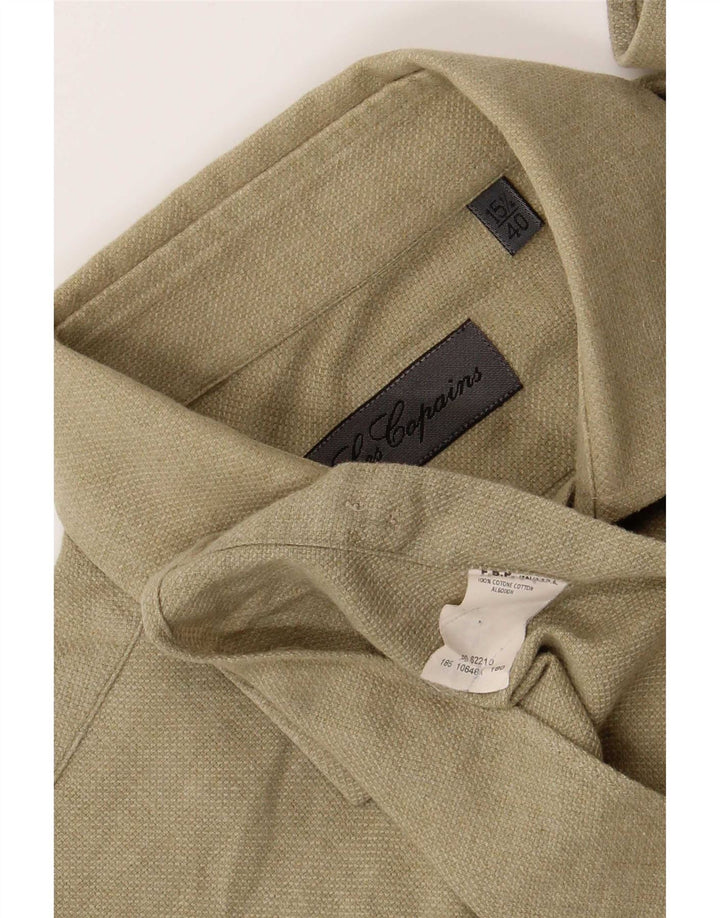 Camisa Les Copains Hombre Regular Fit Talla 15 1/2 40 Algodón Verde Medio