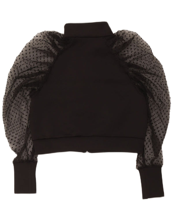 Zara Mujer Crop Cardigan Top UK 10 Small Poliéster Negro
