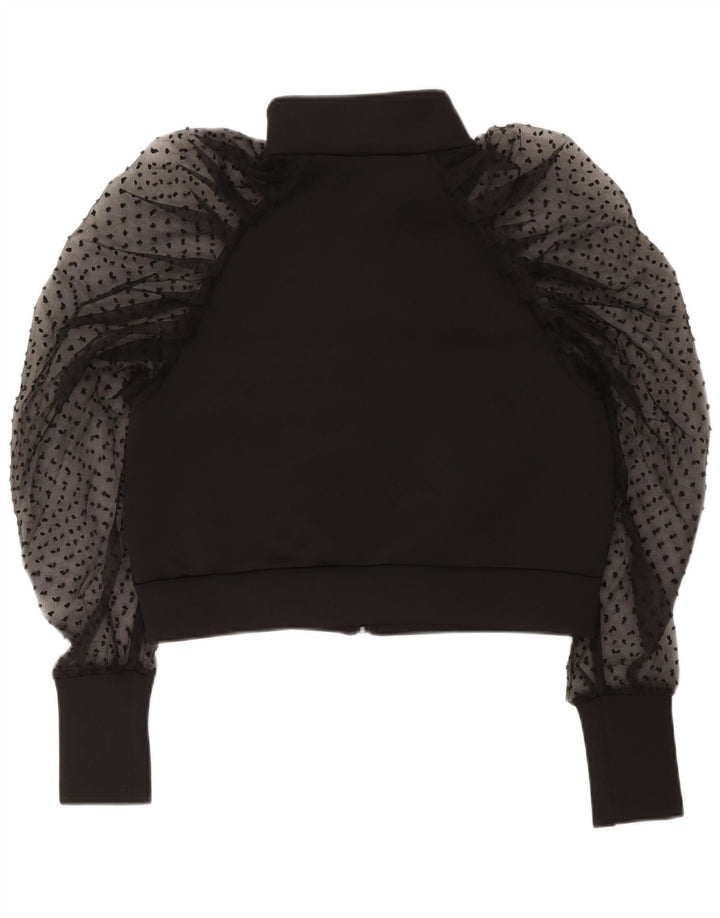 Zara Mujer Crop Cardigan Top UK 10 Small Poliéster Negro