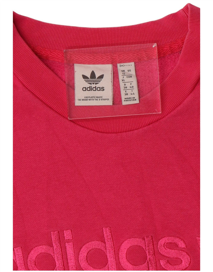 Adidas - Sudadera extragrande con gráfico para mujer, talla 12, color rosa mediano