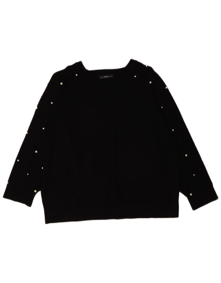Zara - Jersey extragrande con cuello barco para mujer, talla 40, talla M, color negro