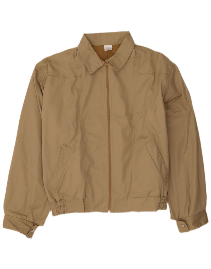 Vintage hombres bomber chaqueta Reino Unido 40 poliéster beige grande