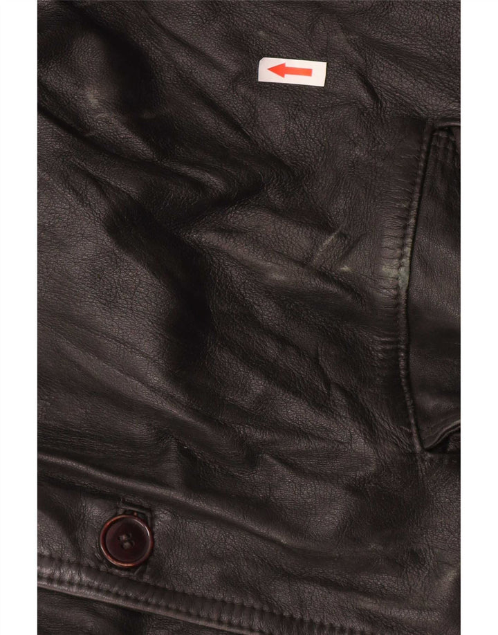 Vintage hombres chaqueta de cuero Reino Unido 40 grande negro