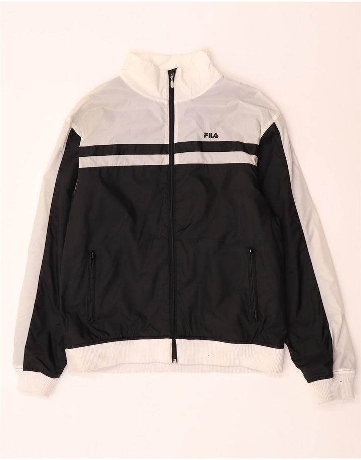 Fila Chaqueta bomber para hombre UK 40 Large Poliamida negra con bloques de color