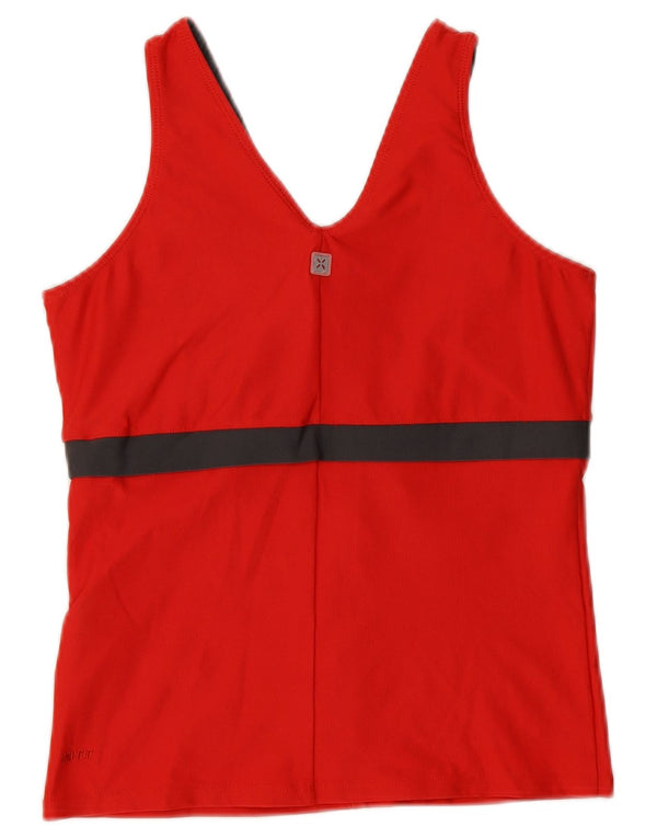 Nike Camiseta sin mangas Dri Fit para mujer Reino Unido 14/16 Grande Rojo Colorblock Poliéster