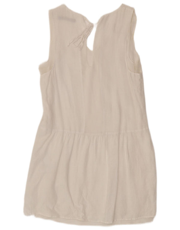 Zara Vestido recto sin mangas para mujer UK 10 Small White Linen