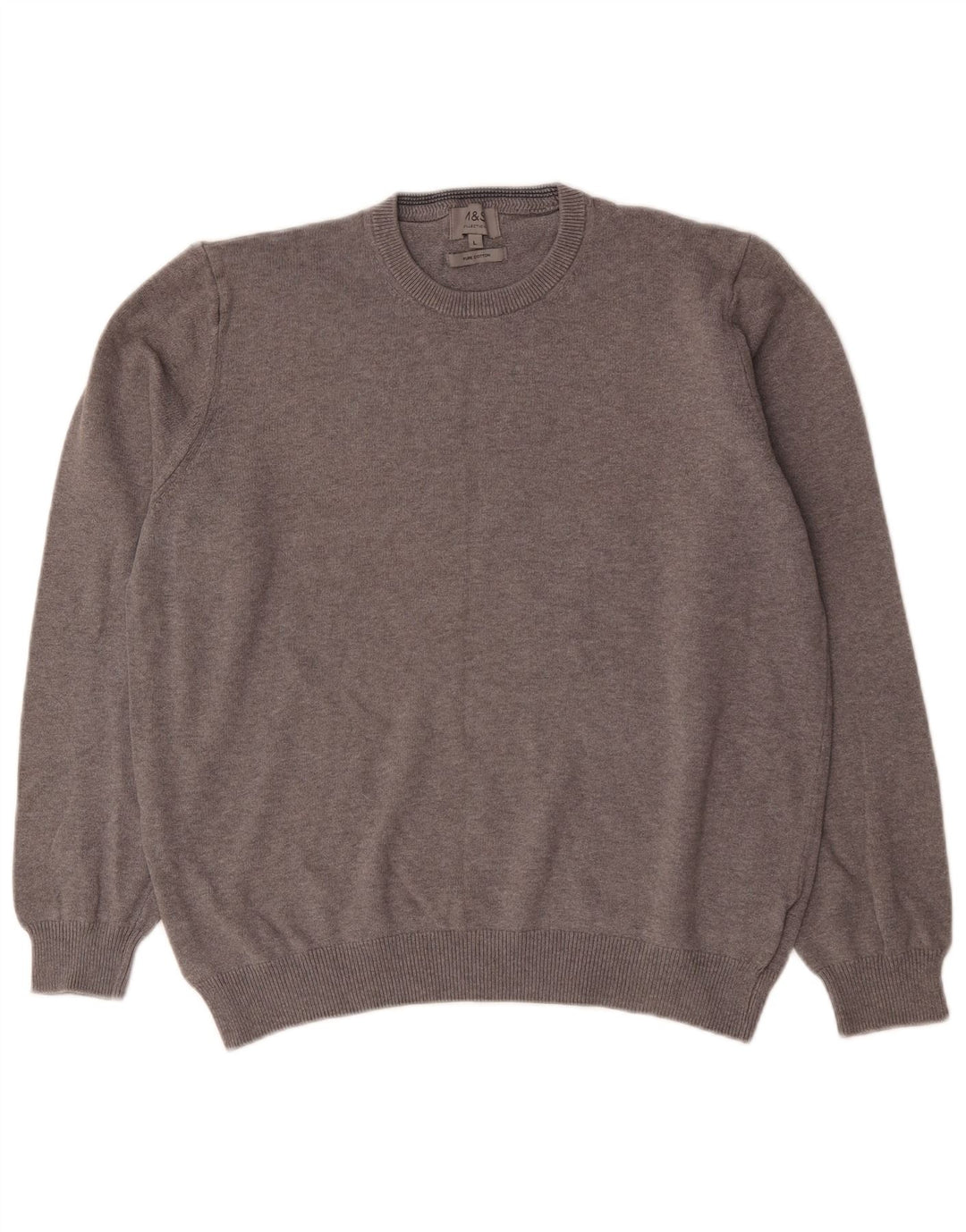Marks & Spencer - Jersey de cuello redondo para hombre, talla grande, algodón gris