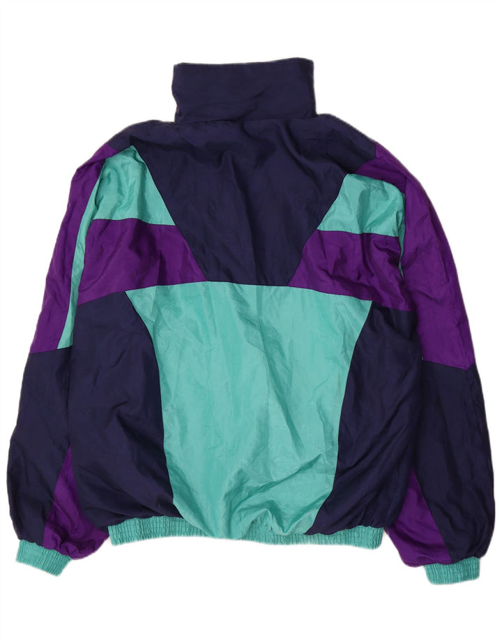 Vintage hombres chándal top chaqueta grande multicolor colorblock poliamida