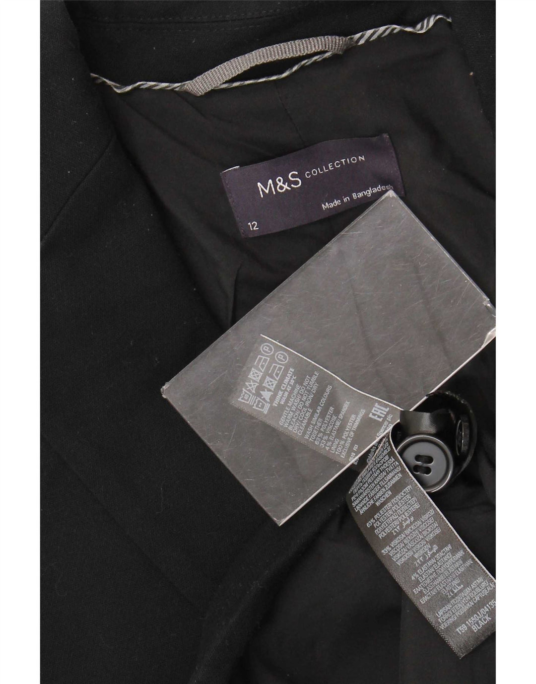 Marks & Spencer Chaqueta tipo blazer de 2 botones para mujer UK 42 Mediana Poliéster negro