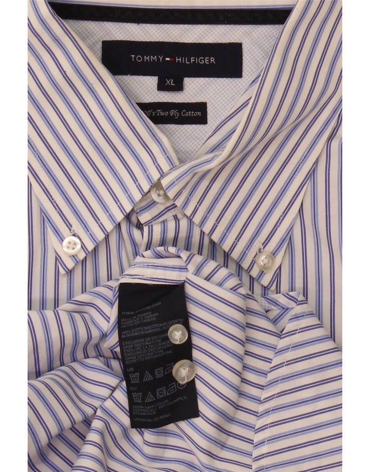 Camisa Tommy Hilfiger Hombre XL Algodón Rayas Azul