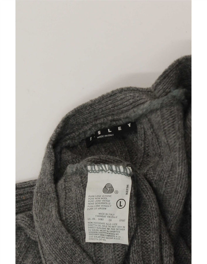 Sisley Cárdigan para hombre de lana gris grande
