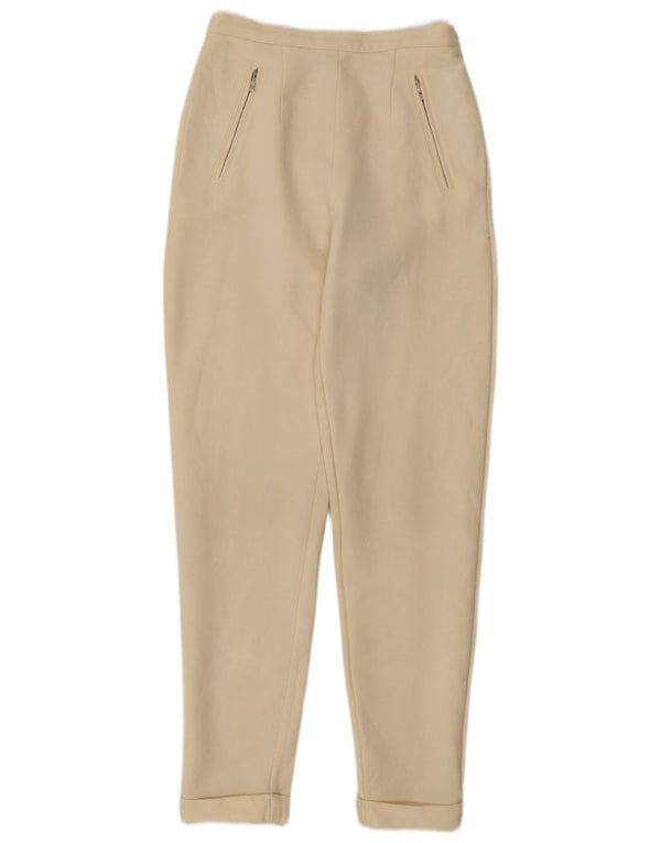 Max Mara Pantalones casuales ajustados de cintura alta para mujer UK 10 Small W26 L30 Beige