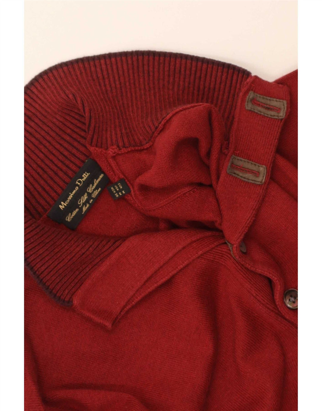 Jersey Massimo Dutti Hombre con Cuello Botonado Algodón Granate Medio
