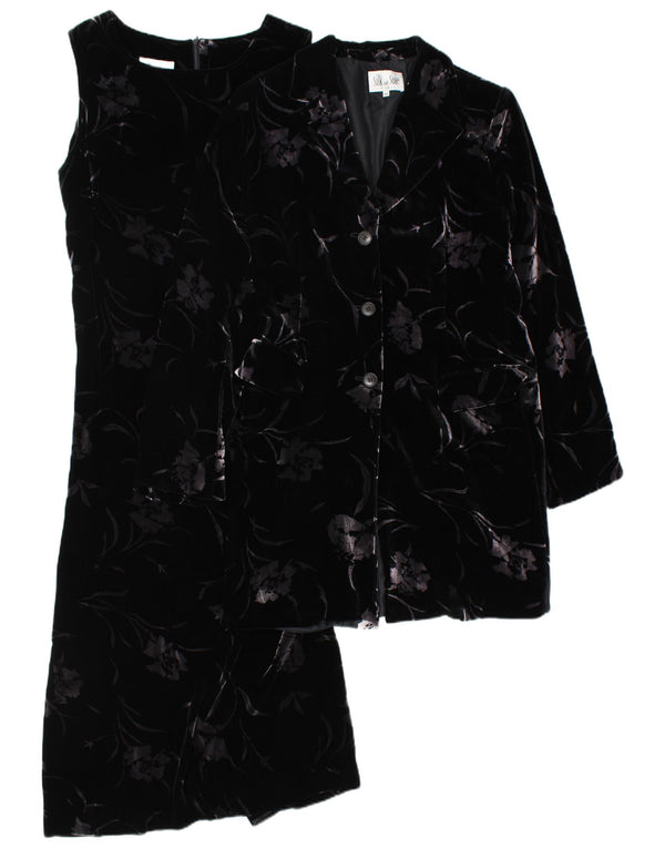 SILK AND SOIE Conjunto de 2 piezas de terciopelo con 3 botones para mujer IT 44 Medium Black Floral