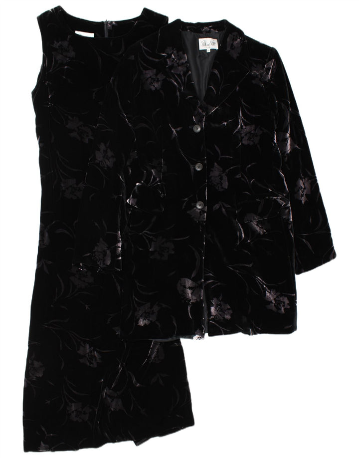 SILK AND SOIE Conjunto de 2 piezas de terciopelo con 3 botones para mujer IT 44 Medium Black Floral