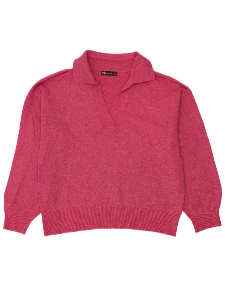 Marks & Spencer Jersey extragrande con cuello tipo polo para mujer, talla 44, color rosa medio
