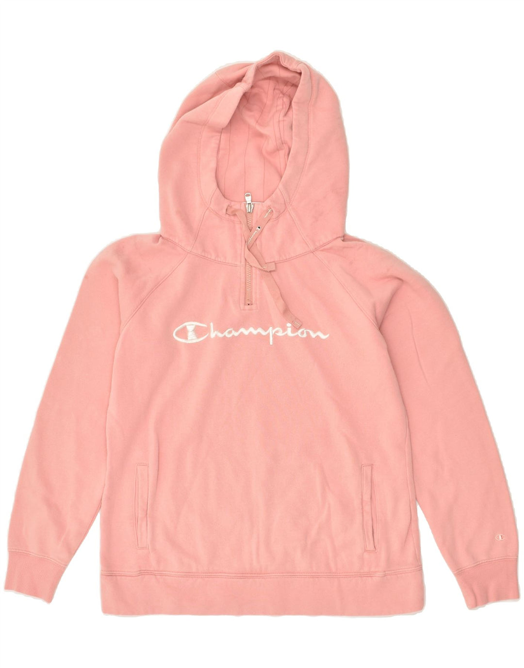 CHAMPION Womens Graphic Hoodie Jumper UK 14 Medium Pink | Vintage Champion | Thrift | Second-Hand Champion | Used Clothing | Messina Hembry 