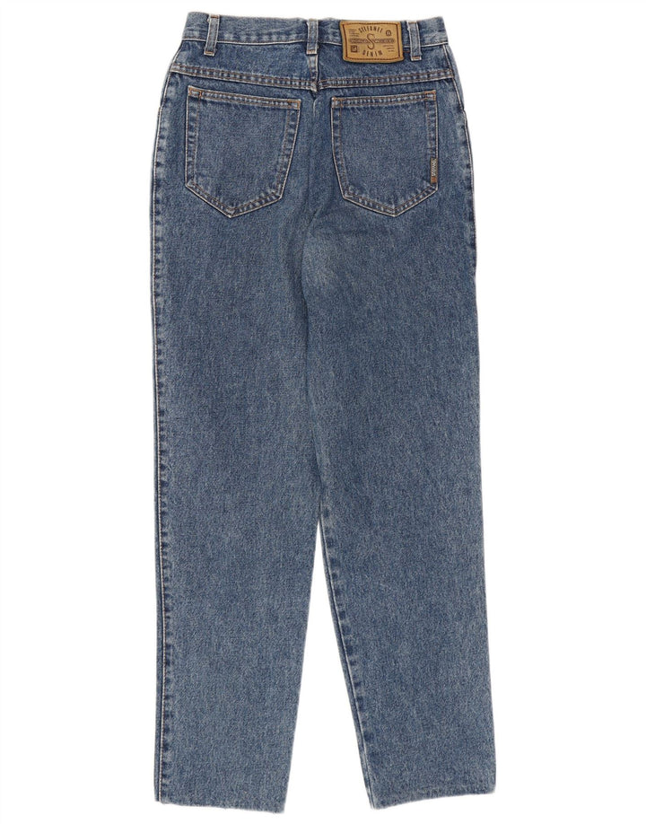 STEFANEL Vaqueros cónicos de cintura alta para mujer IT 44 Medium W26 L27 Algodón azul