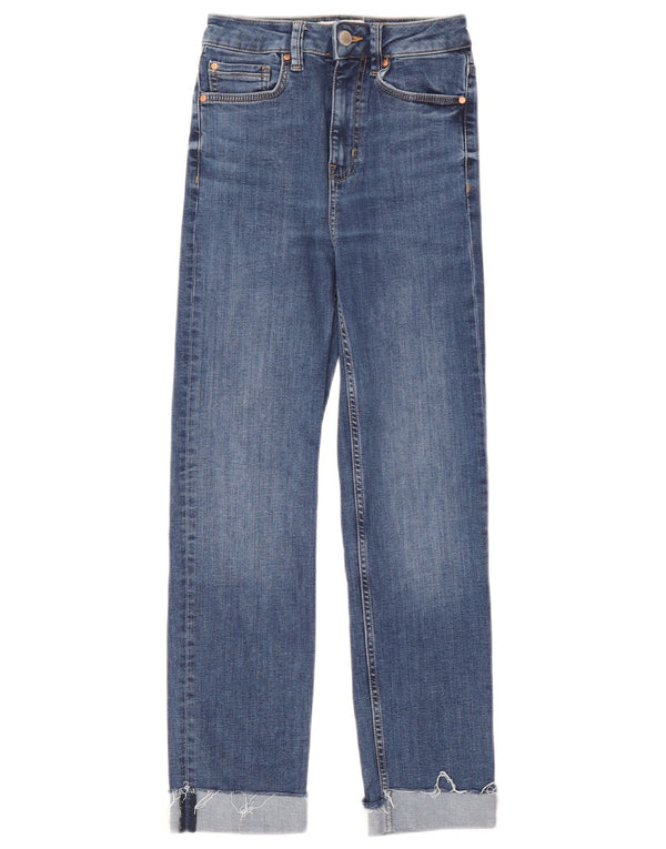 Marks & Spencer Vaqueros rectos de talle alto para mujer UK 6 XS W24 L26 Algodón azul