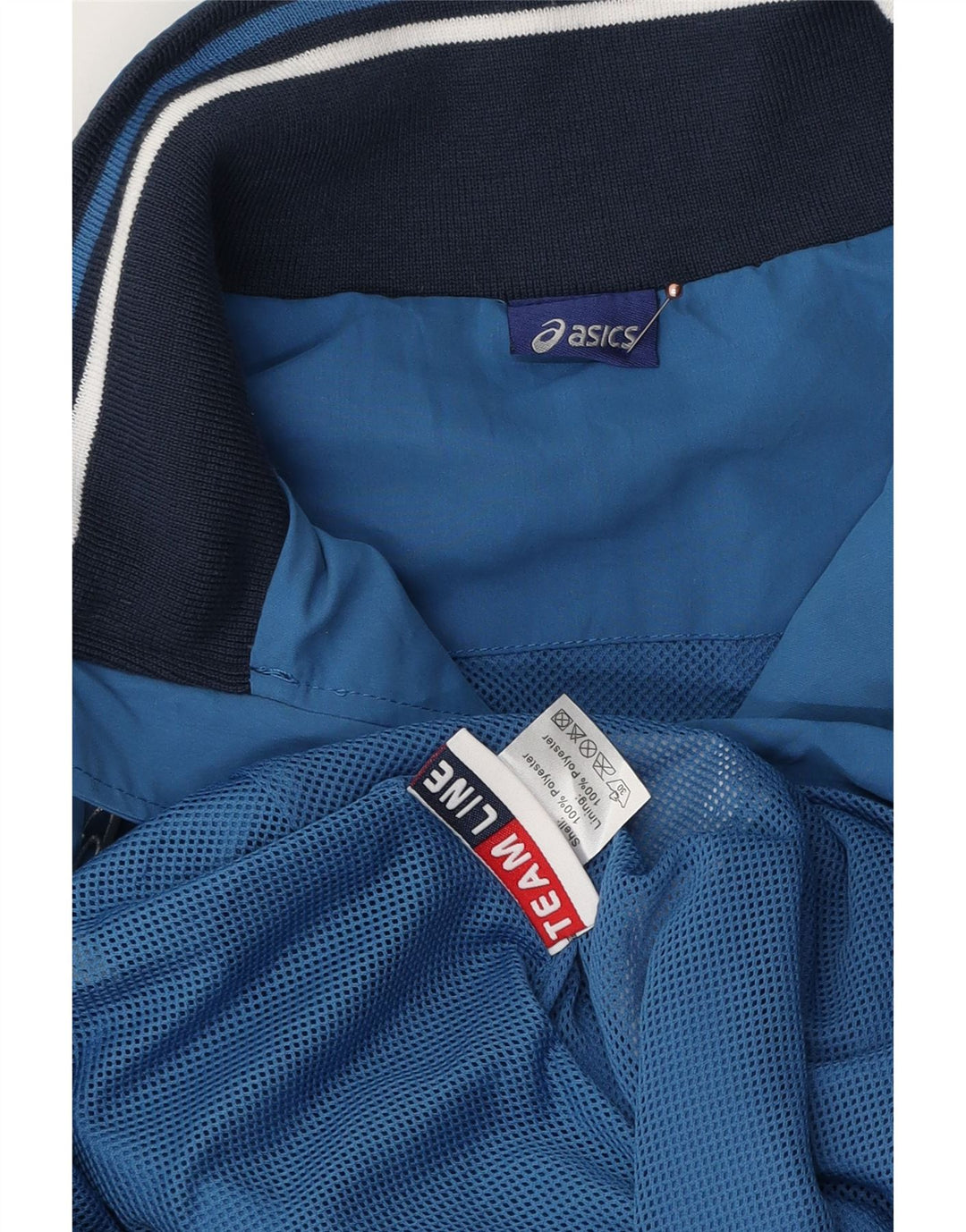 ASICS Mens Graphic Chándal Top Chaqueta Grande Azul Colorblock Poliéster