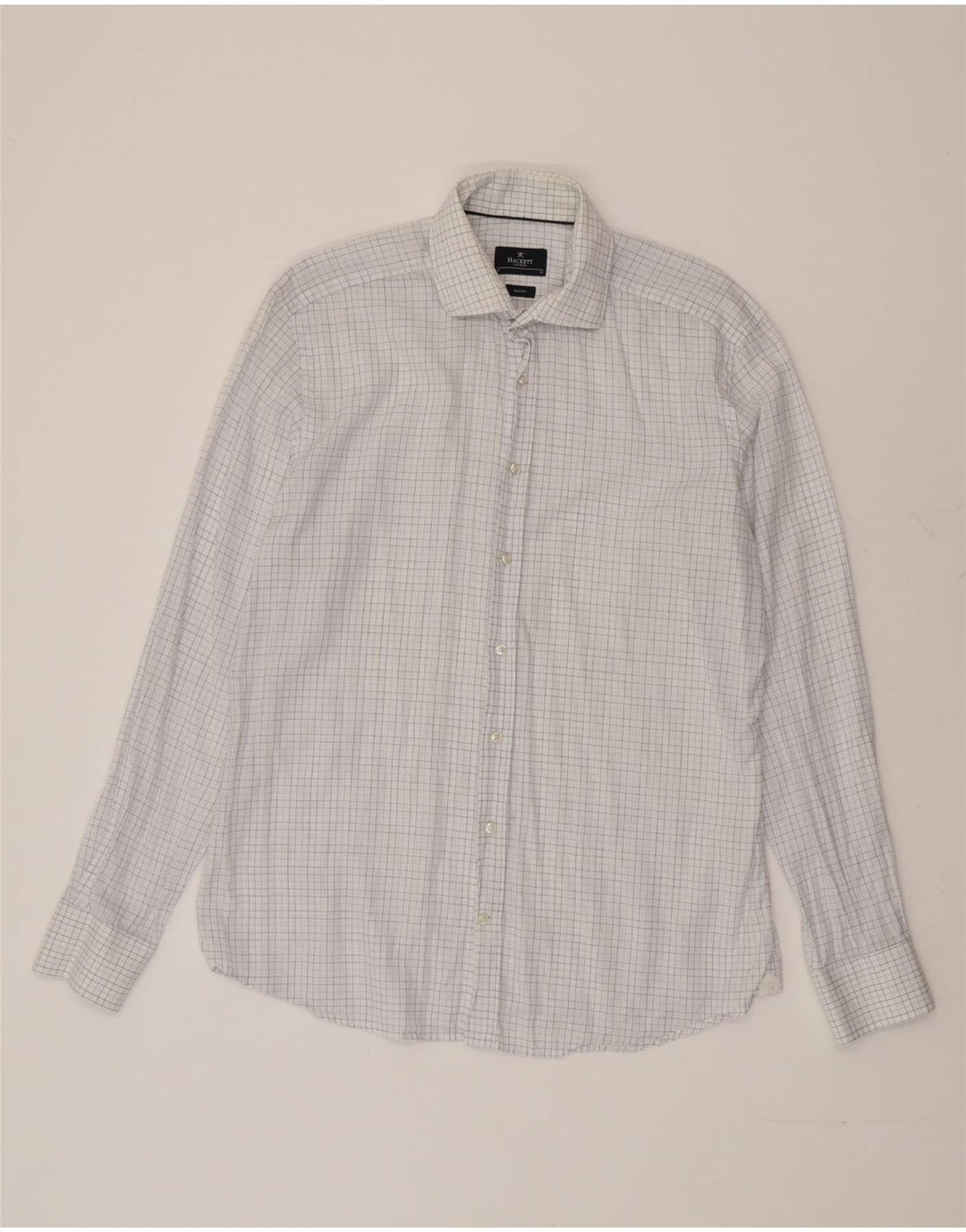 HACKETT Camisa ajustada para hombre talla 41 16 Cuadros azules grandes