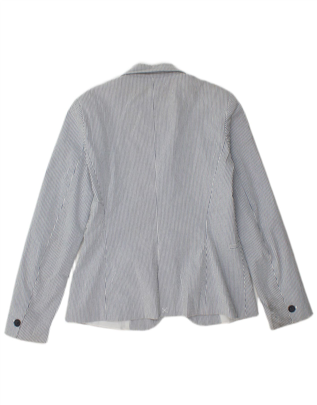 Zara Mujer Chaqueta Blazer De 1 Botón EU 36 Small Azul Rayas Algodón