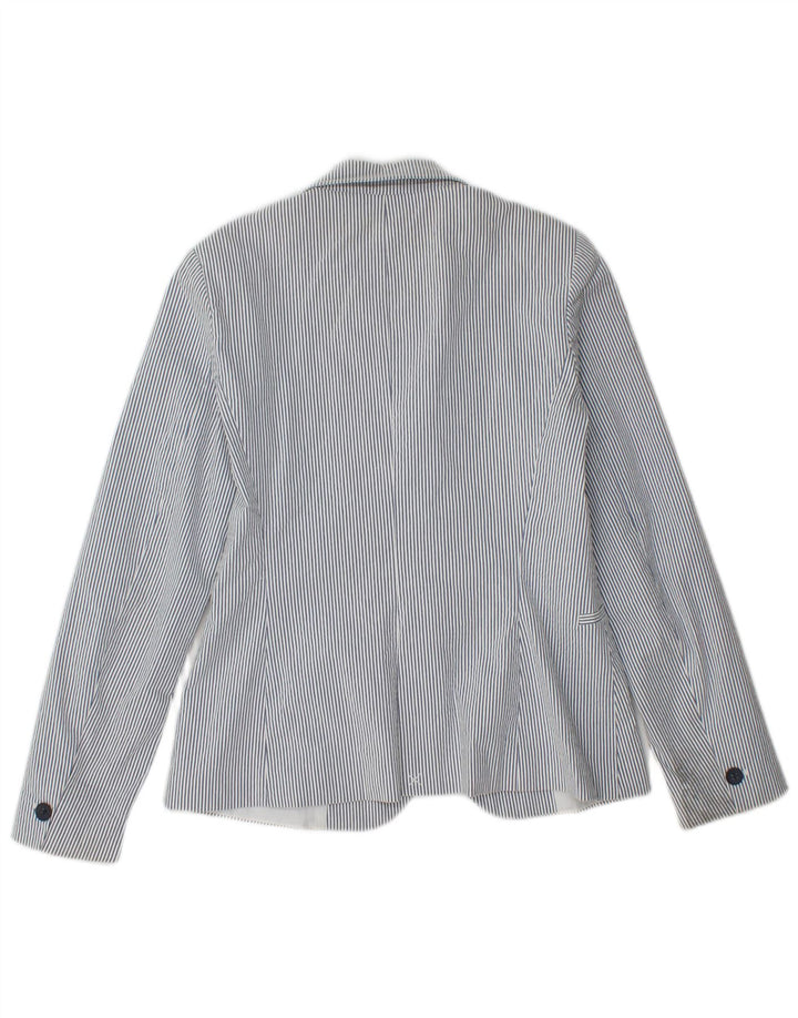 Zara Mujer Chaqueta Blazer De 1 Botón EU 36 Small Azul Rayas Algodón