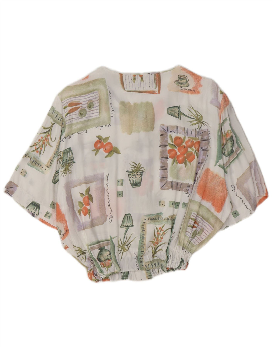VINTAGE Mujer Patrón Abstracto Camisa Blusa IT 44 Medio Multicolor