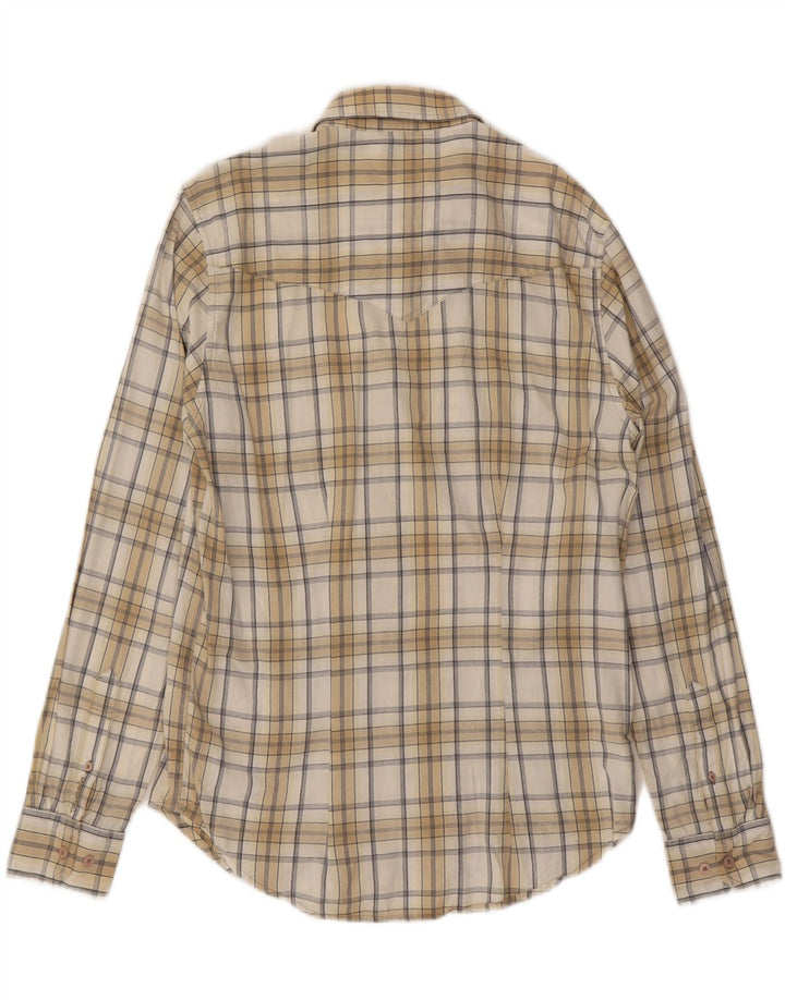 WRANGLER Mens Classic Slim Fit Shirt Medium Beige Check Cotton