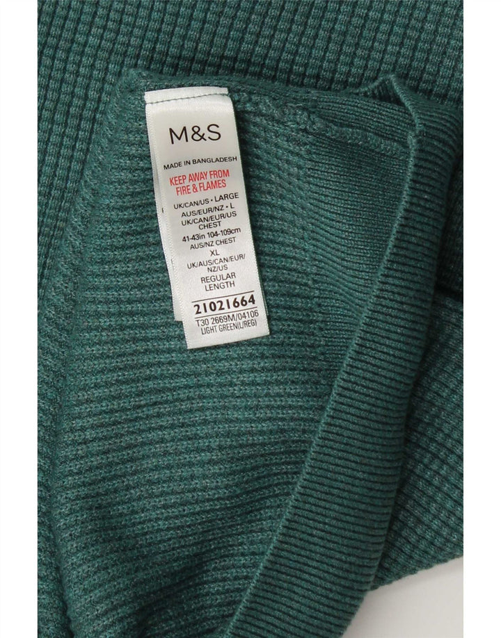 Marks & Spencer - Jersey de cuello redondo para hombre, poliéster verde grande