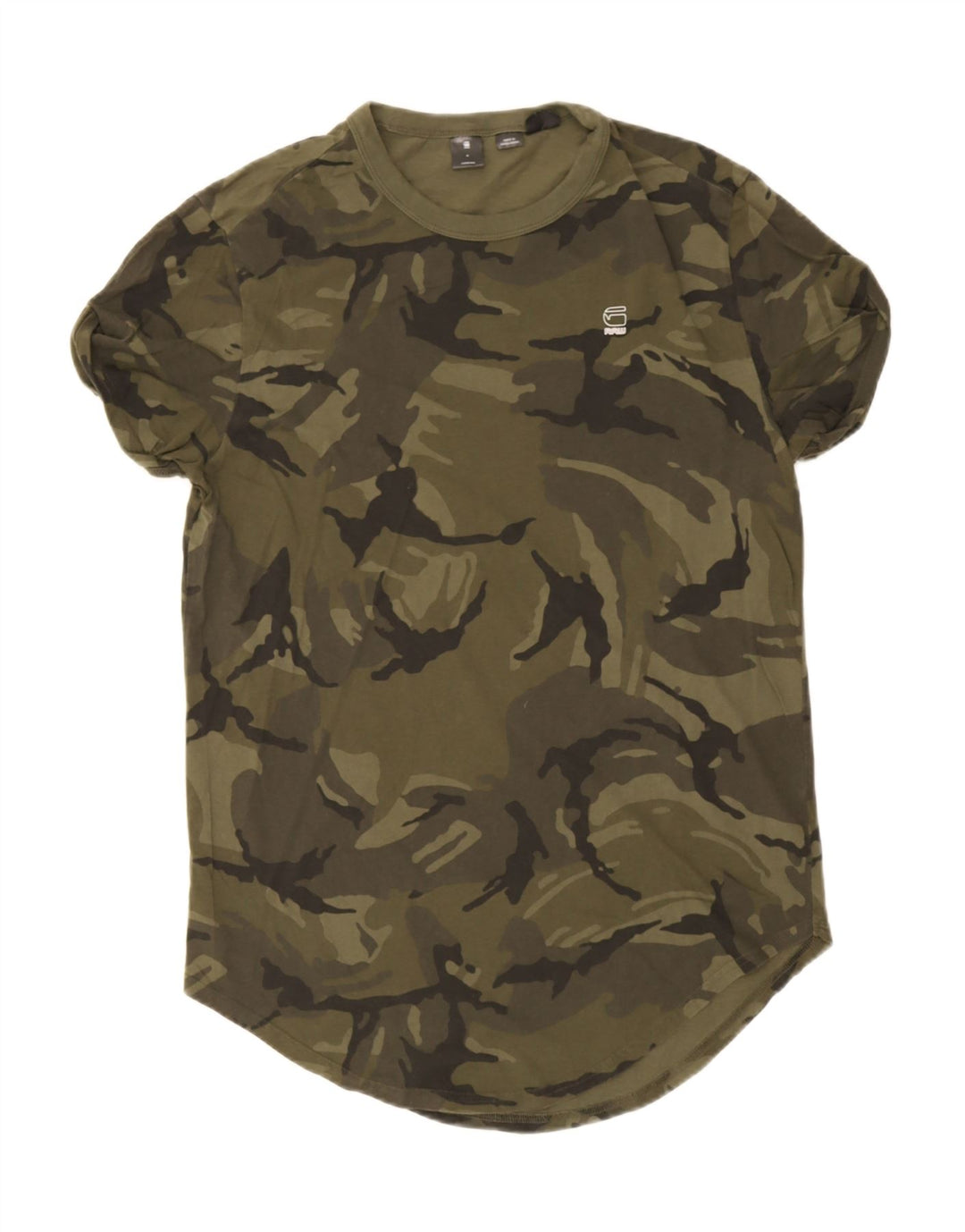 G-STAR Hombre Camiseta Top Algodón Camuflaje Verde Medio
