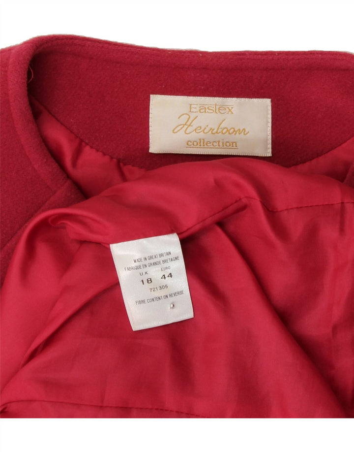 EASTEX Womens Overcoat UK 18 XL Red Wool Vintage Eastex and Second-Hand Eastex from Messina Hembry 