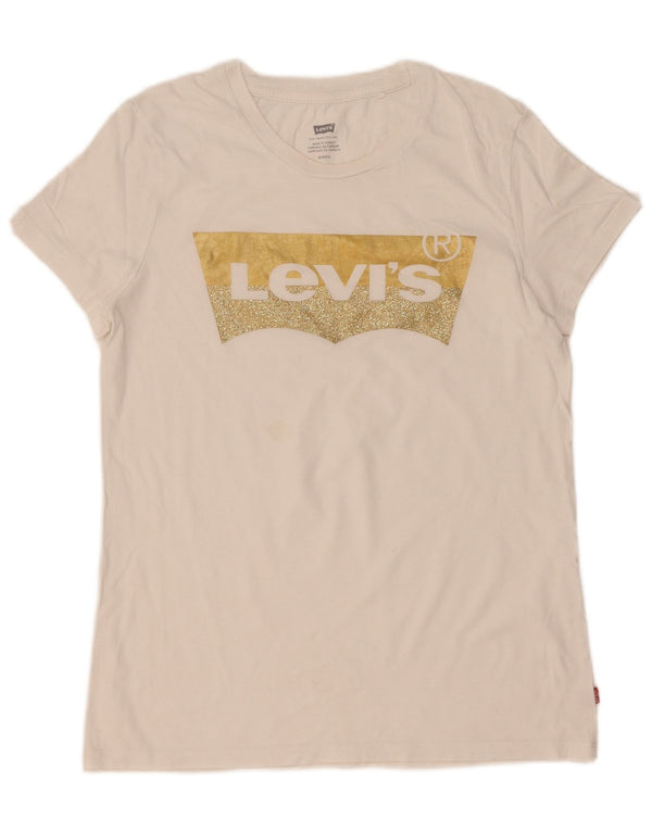 Levi's Camiseta gráfica para mujer Top UK 10 Small White