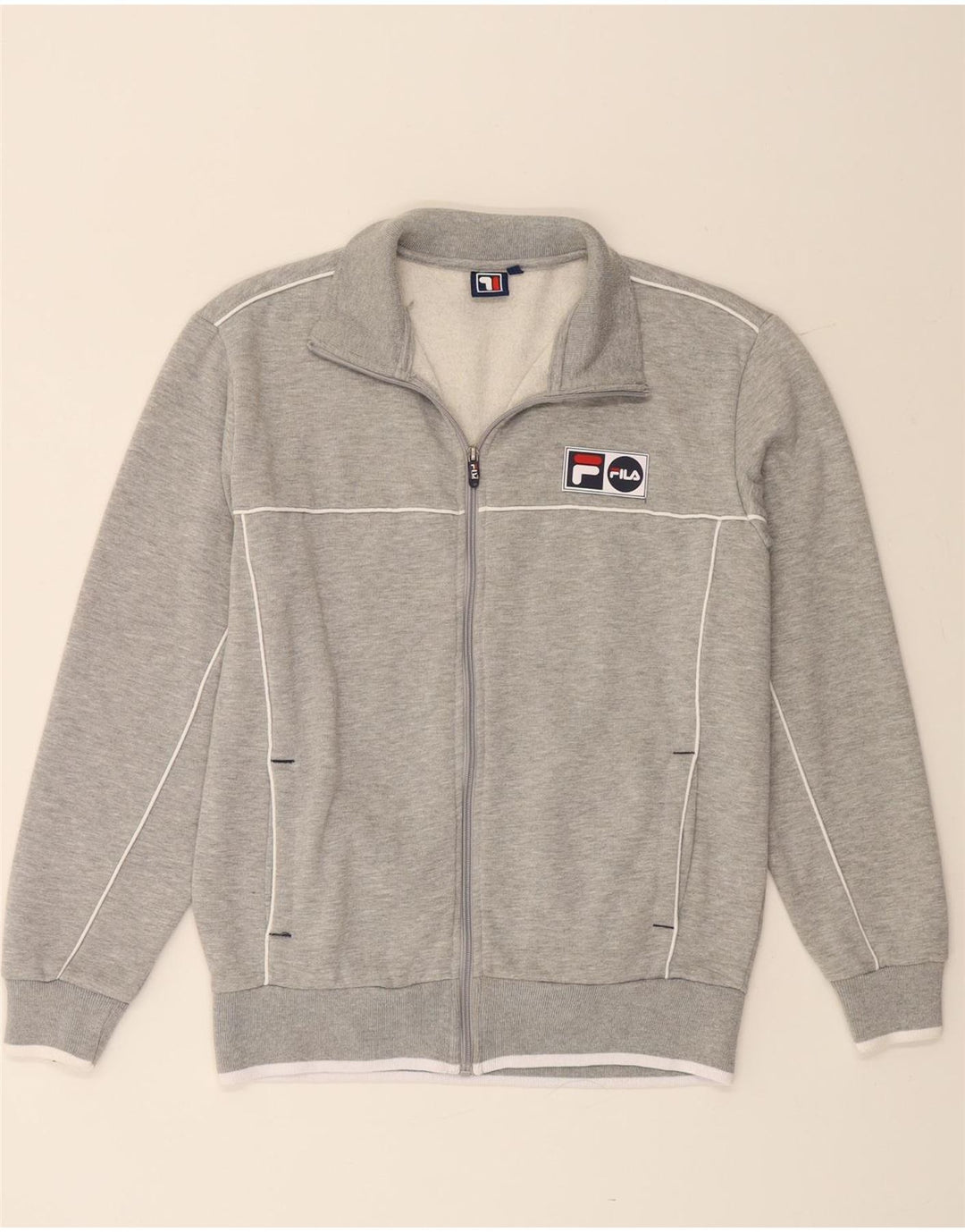 FILA Sudadera con capucha y cremallera para hombre, talla pequeña, algodón gris