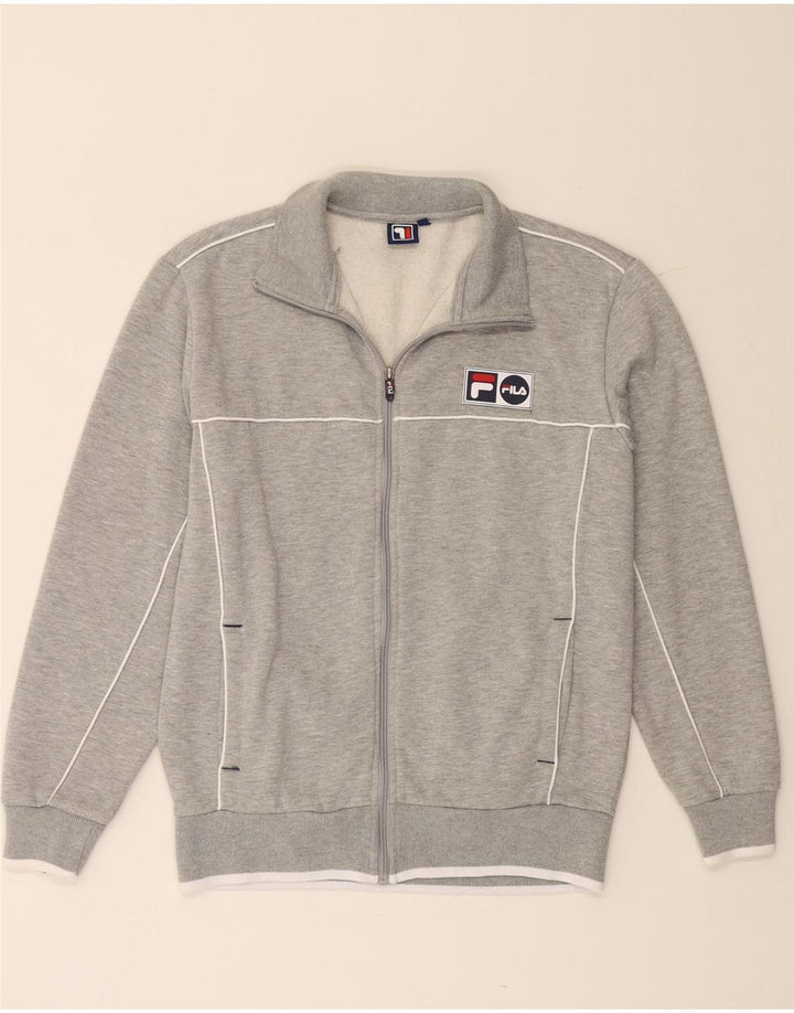 FILA Sudadera con capucha y cremallera para hombre, talla pequeña, algodón gris