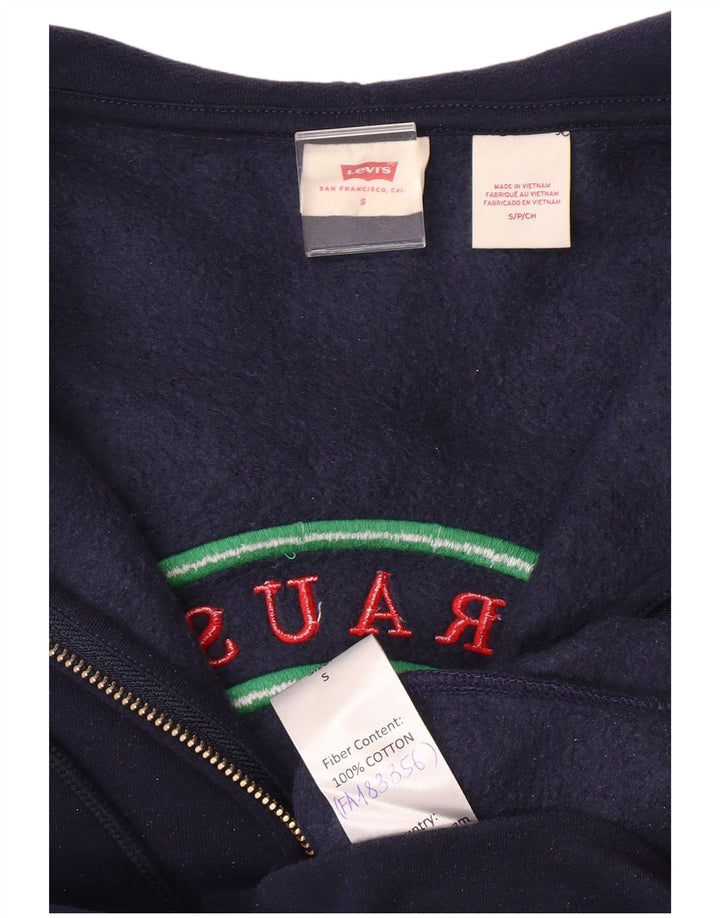 LEVI'S Suéter con capucha y cremallera de gran tamaño para mujer UK 10 Small Azul marino