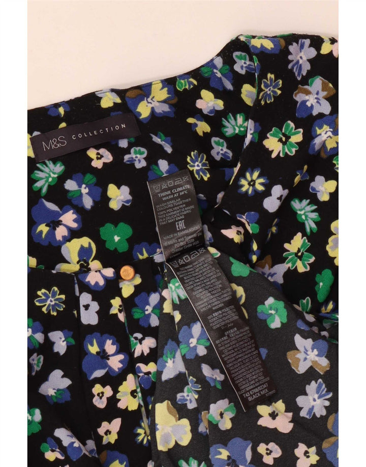 Marks & Spencer Blusa para mujer Top UK 40 Mediano Negro Floral Poliéster