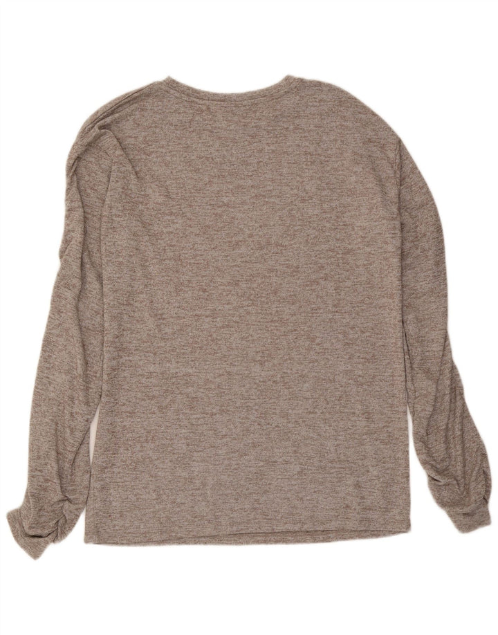 Zara Mujer Top Extragrande Manga Larga UK 40 Pequeño Gris Moteado