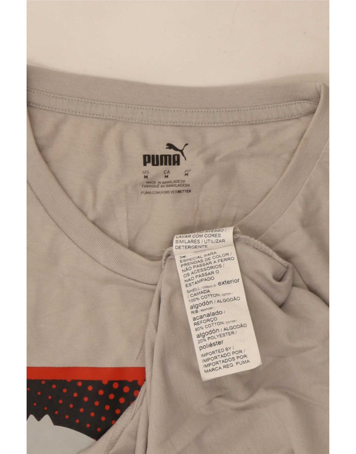 Puma Camiseta gráfica para hombre Top de algodón gris medio
