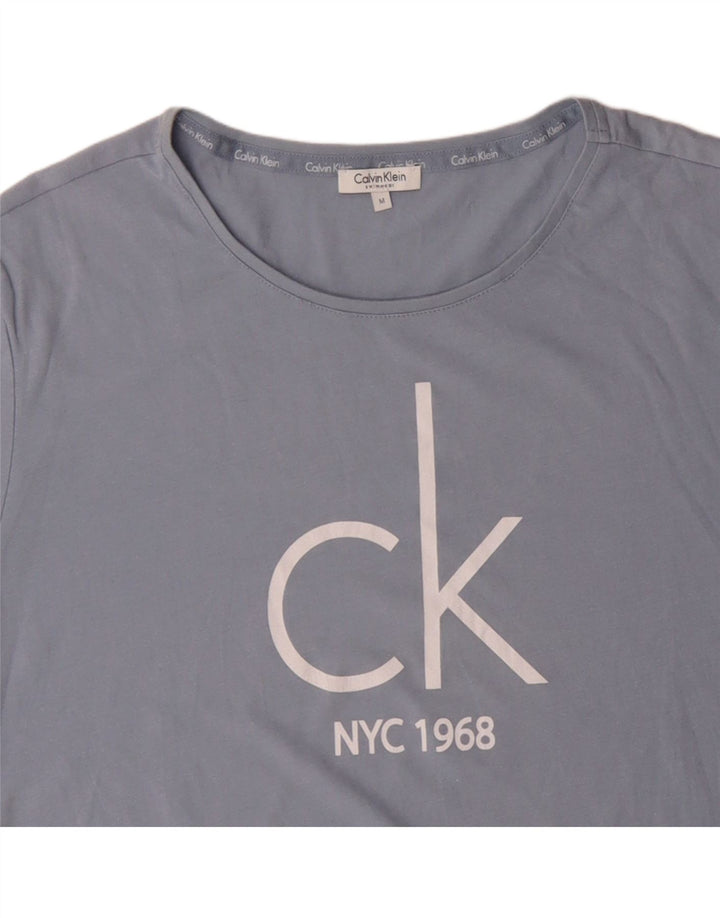 CALVIN KLEIN Camiseta gráfica para hombre Top Azul medio Algodón