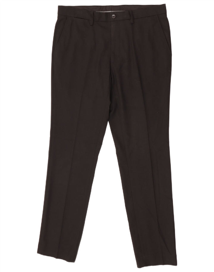 Marks & Spencer Pantalón de traje ajustado para hombre W34 L31 Poliéster negro