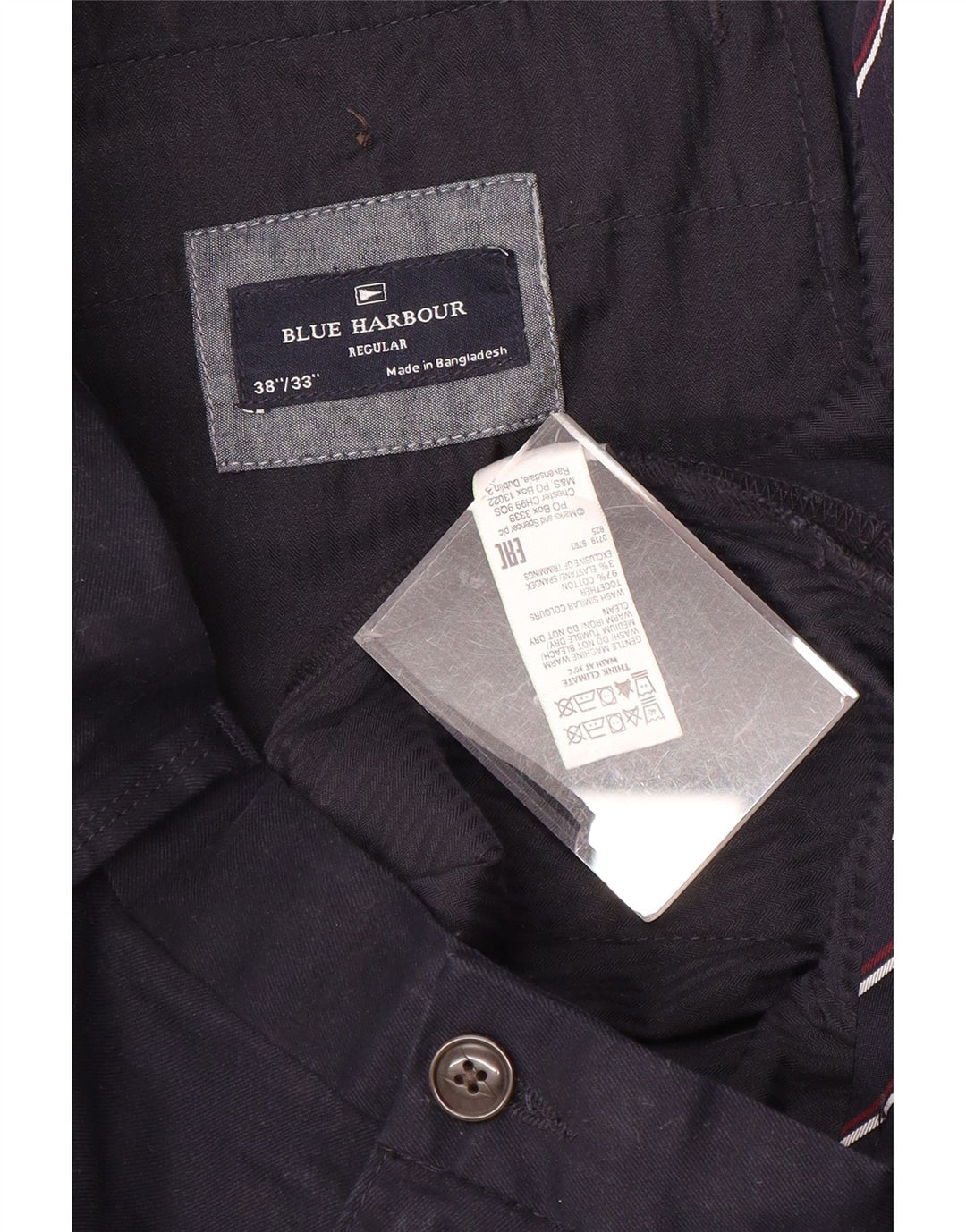 Marks & Spencer Pantalón chino regular azul Harbor para hombre W38 L33 Azul marino