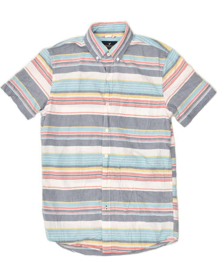 AMERICAN EAGLE Mens Short Sleeve Shirt XS Multicoloured Striped Cotton | Vintage American Eagle | Thrift | Second-Hand American Eagle | Used Clothing | Messina Hembry 