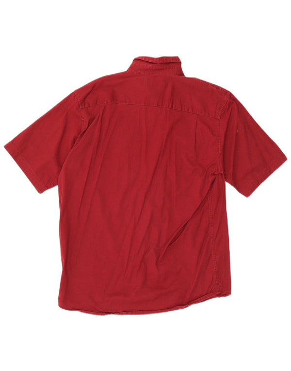 Camisa Wrangler Hombre Manga Corta Algodón Burdeos Medio